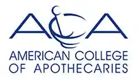 American College of Apothecaries logo in blue, with stylized 'ACA' letters and a globe motif, and the full name below: 'American College of Apothecaries'
